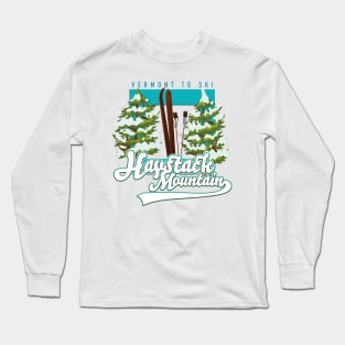 Haystack Mountain Vermont USA Ski logo Long Sleeve T-Shirt